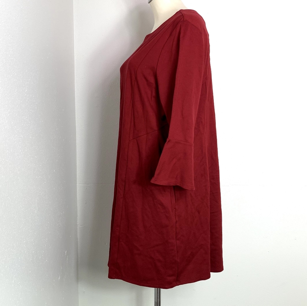 J.Jill Ponte Knit Multiseamed Dress cranberry XLP - Picture 2 of 6